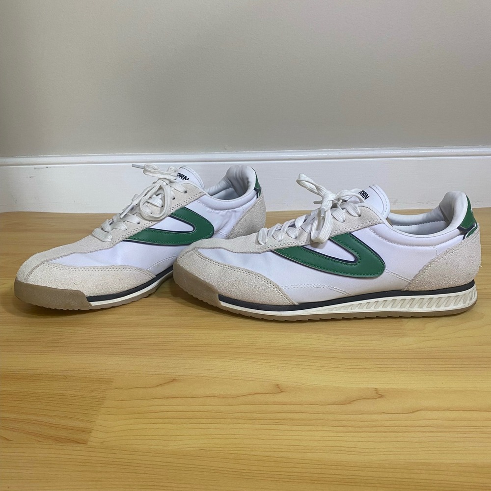 Tretorn Rawlins Mens White Green Suede Nylon Retro Low Top Sneakers Size 10